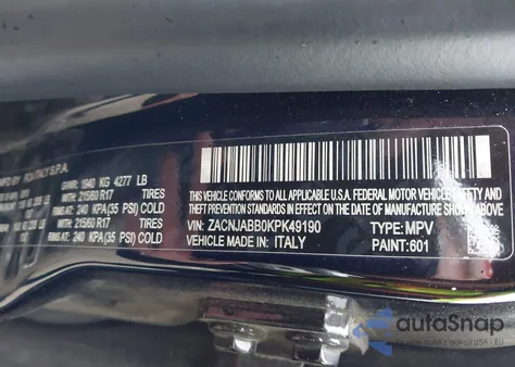 2019 Jeep Renegade Latitude Fwd z USA, uszkodzony, nr VIN ZACNJABB0KPK49190